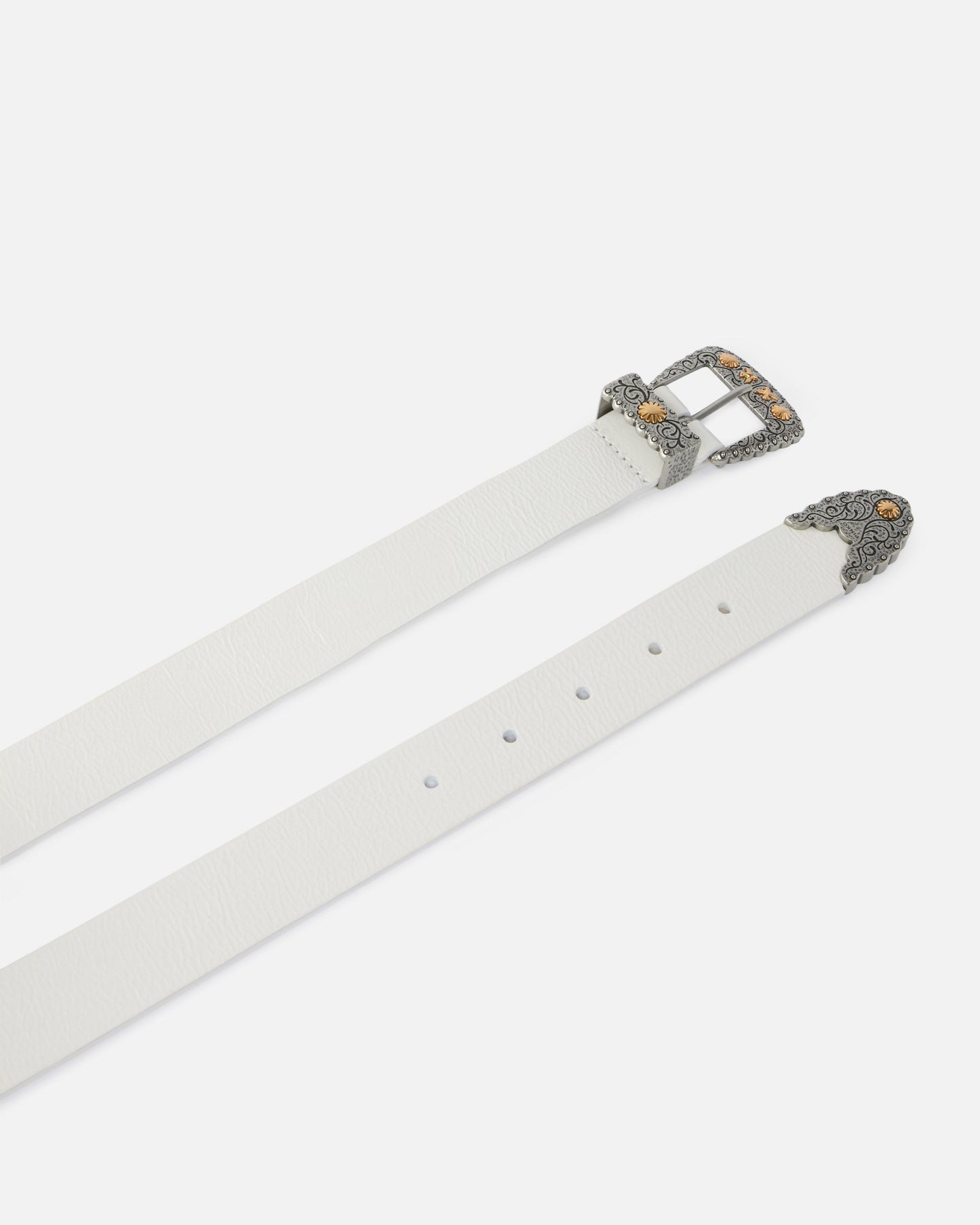 Shiny leather belt with metallic finishes, 3 cm