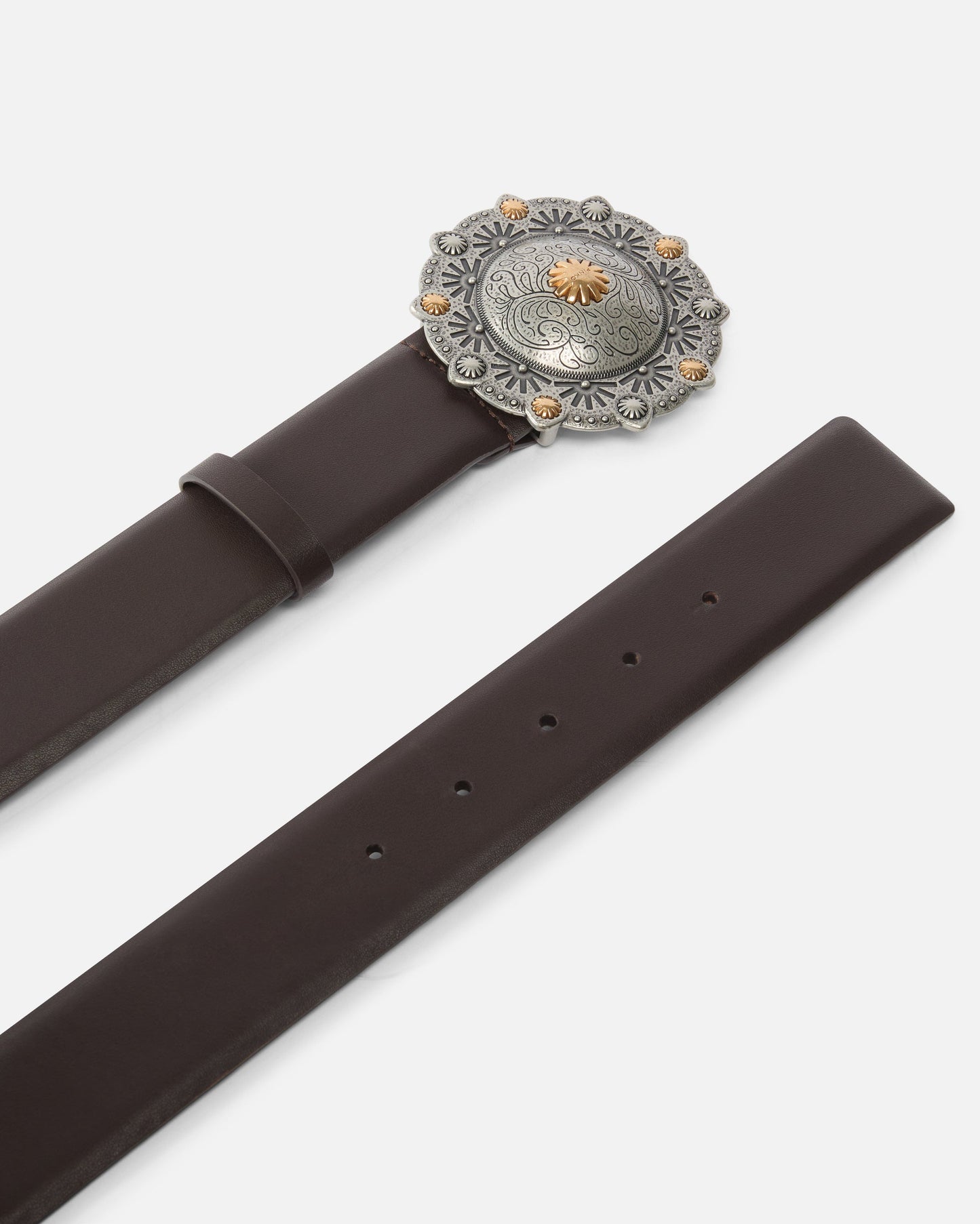 Leather belt with jewel medallion, 4cm