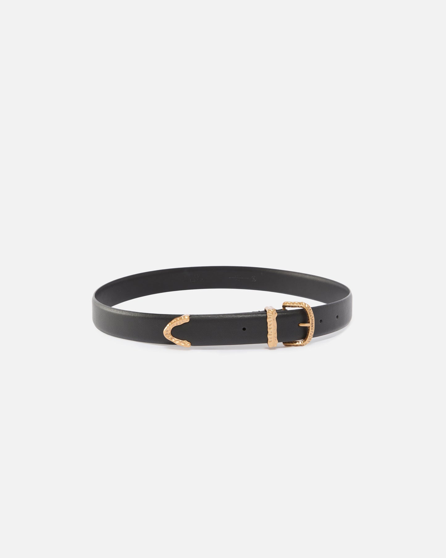 Leather belt with gold-tone hardware, 3cm