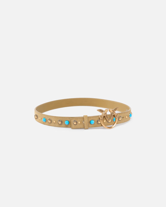 Suede belt with studs, 3 cm