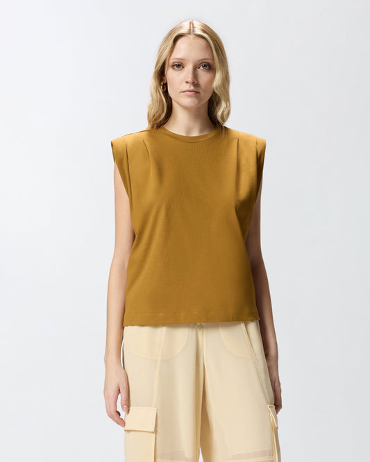Sleeveless double jersey T-shirt