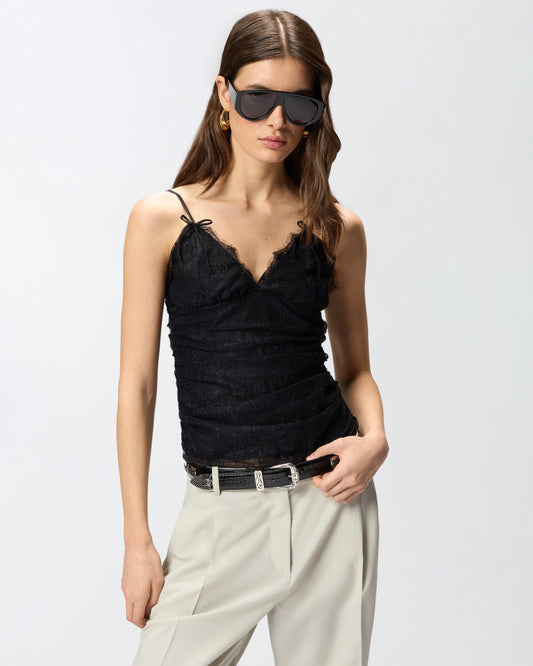 Floral lace top with shoulder straps