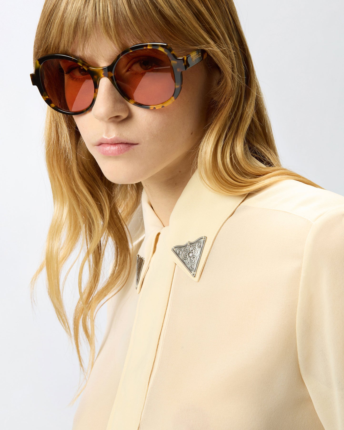 Semi-sheer shirt with metallic details