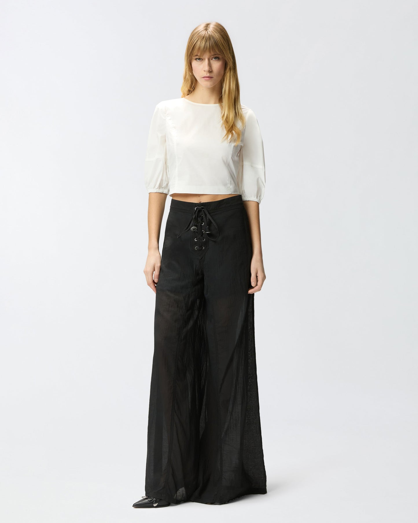 Cropped backless blouse