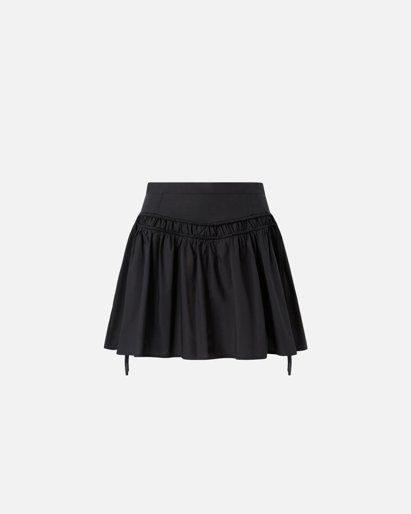 Short skirt with gathering and drawstring