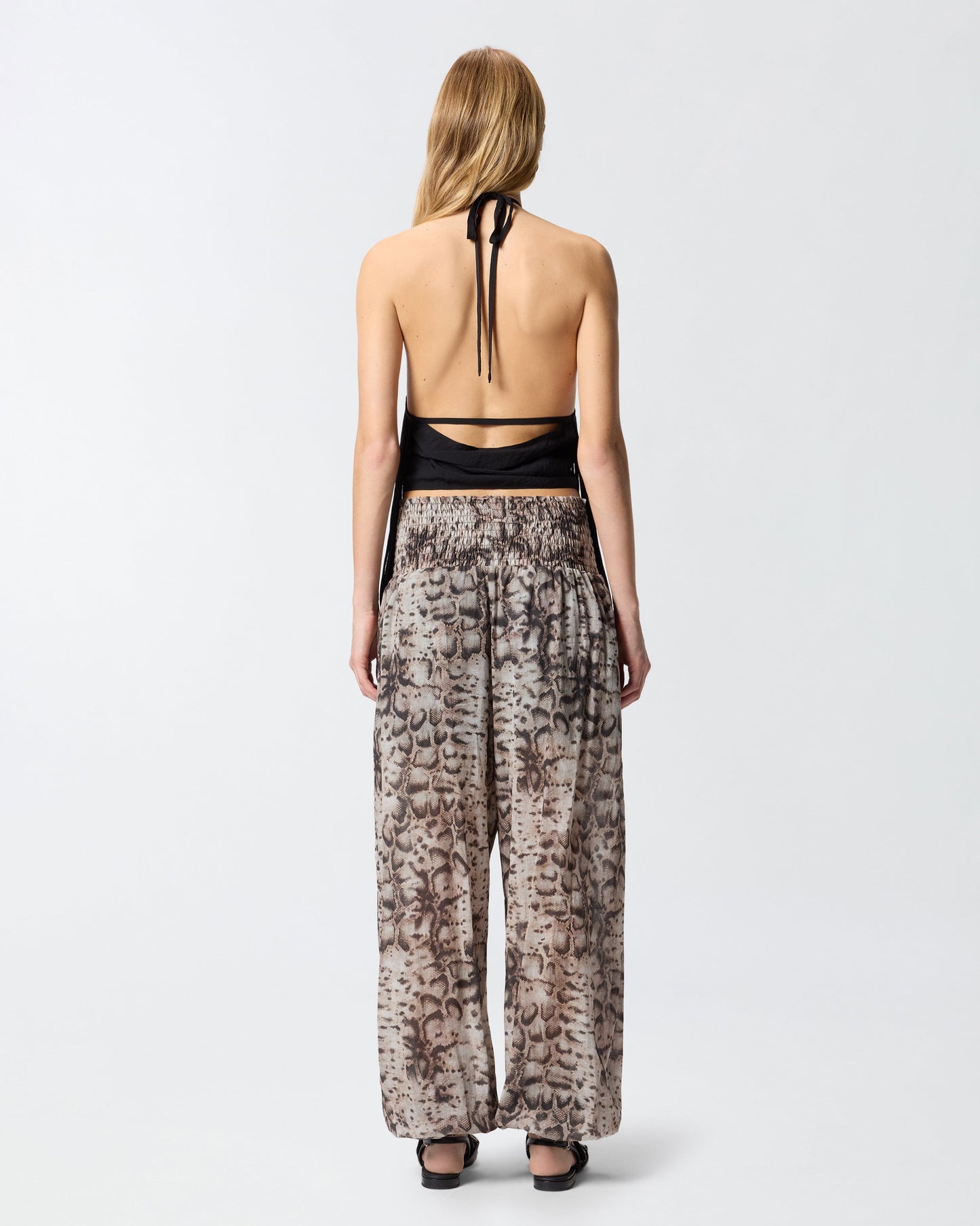 Wide-leg trousers with snake print