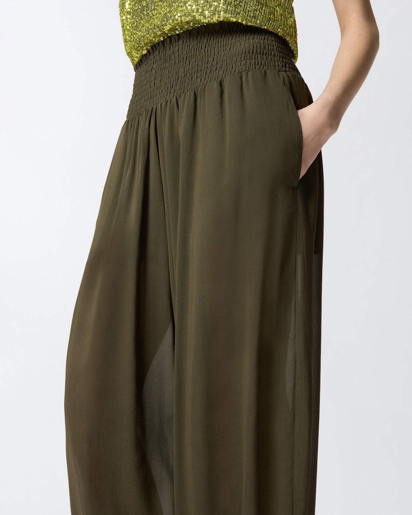 Semi-sheer balloon-fit trousers