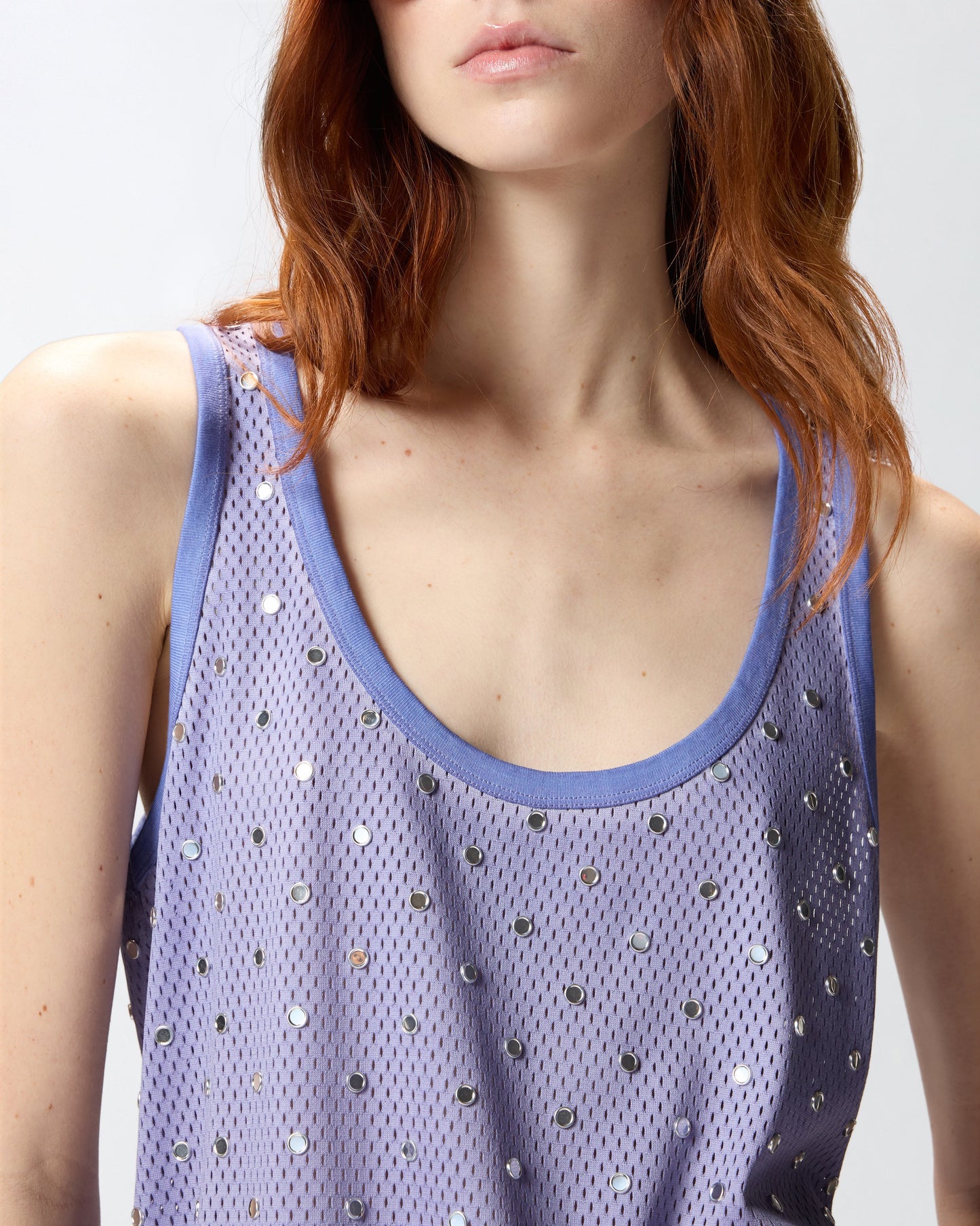 Mesh vest top with mirror detail