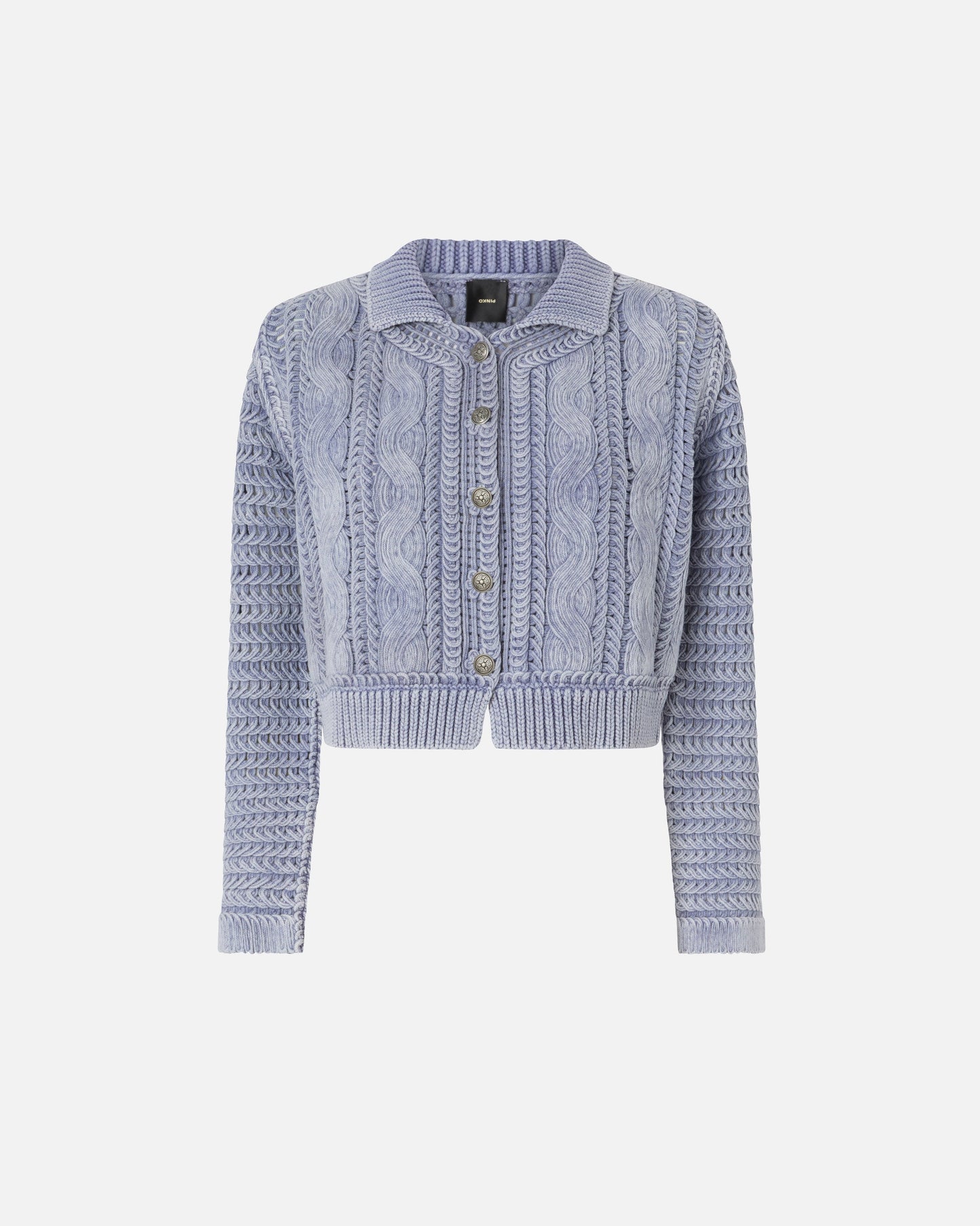 Cropped cardigan with chunky knit and braids