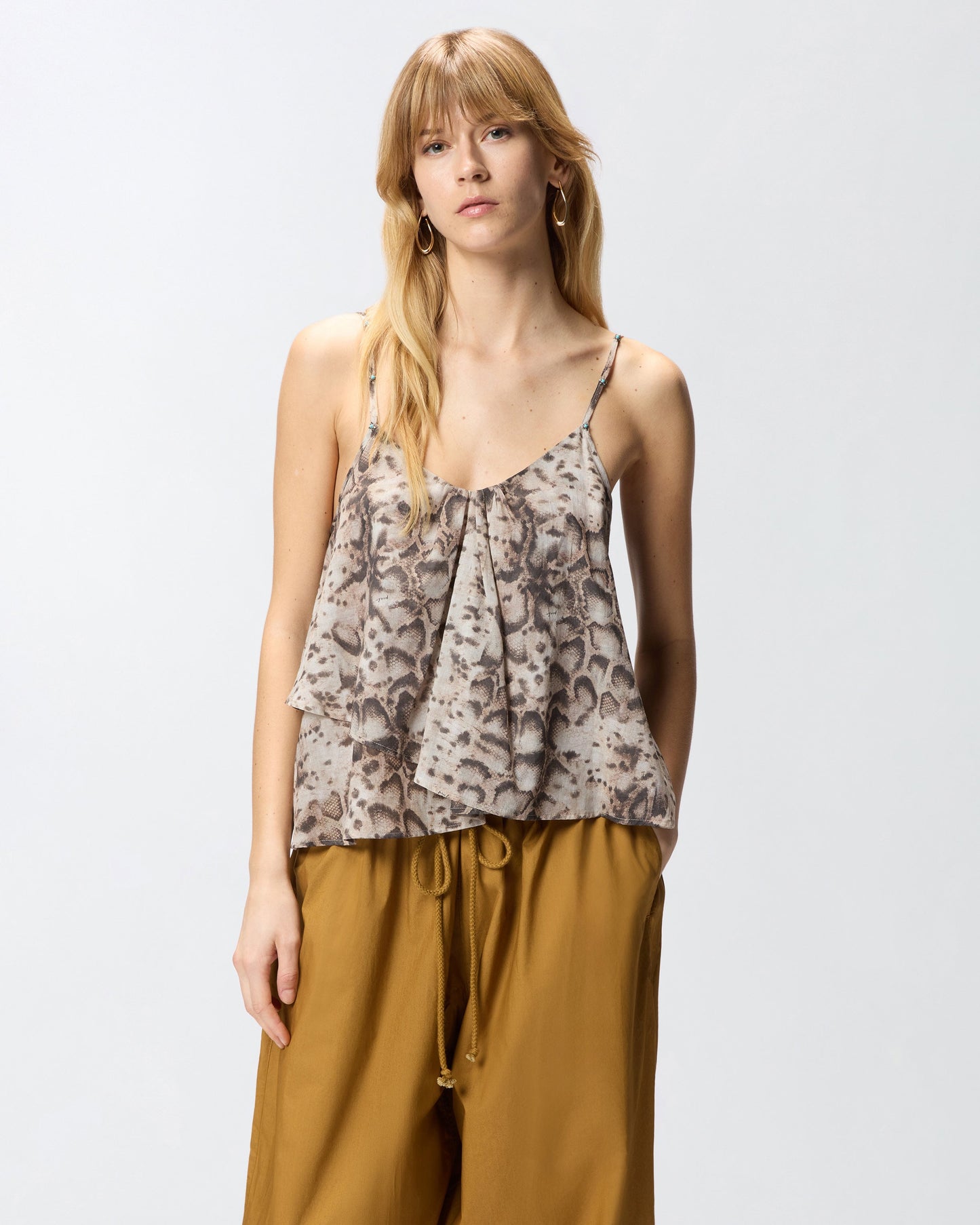 Top with spaghetti straps and snake print