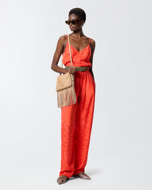 Jacquard crop top with spaghetti straps