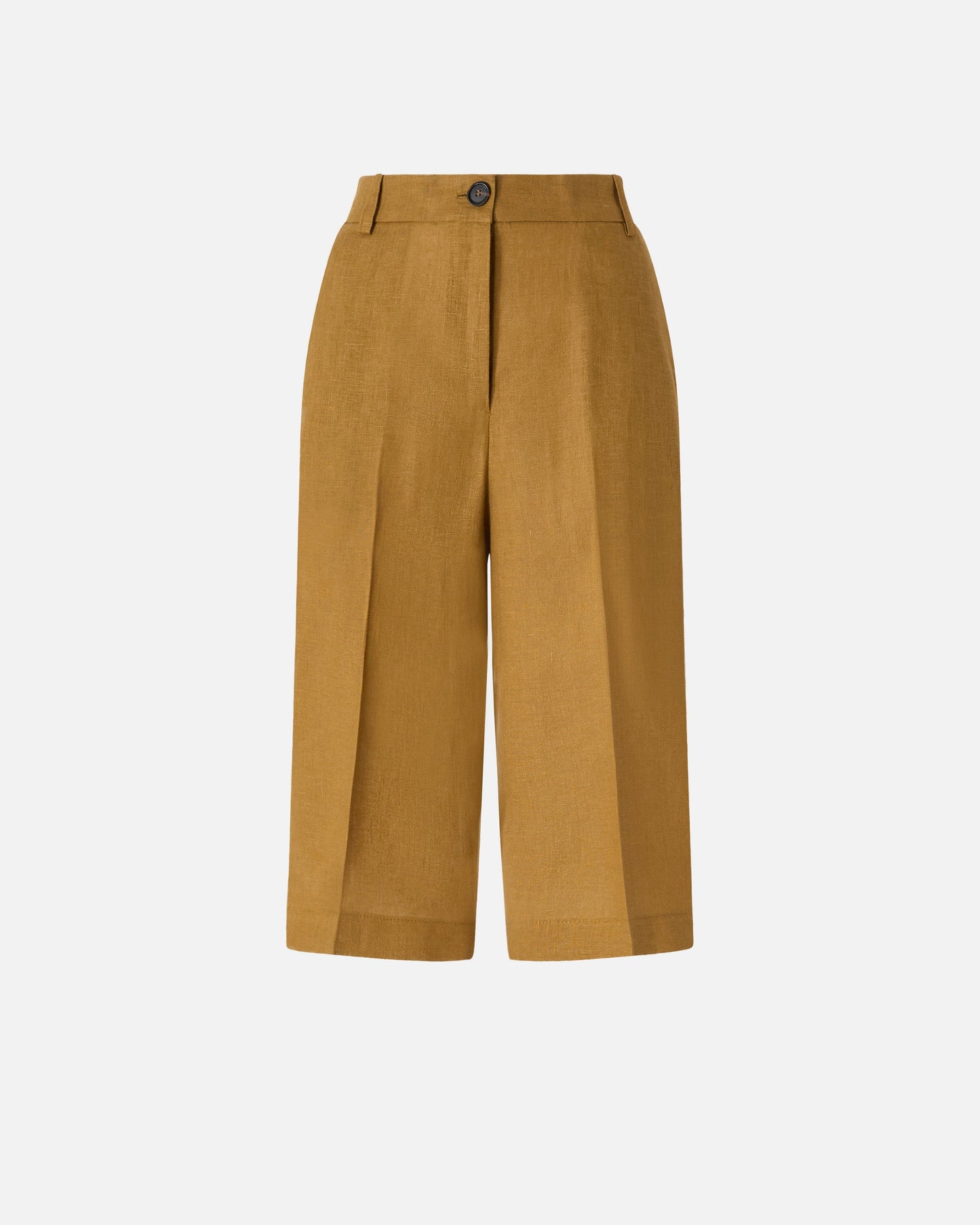 Linen Bermuda shorts with pressed pleat detail