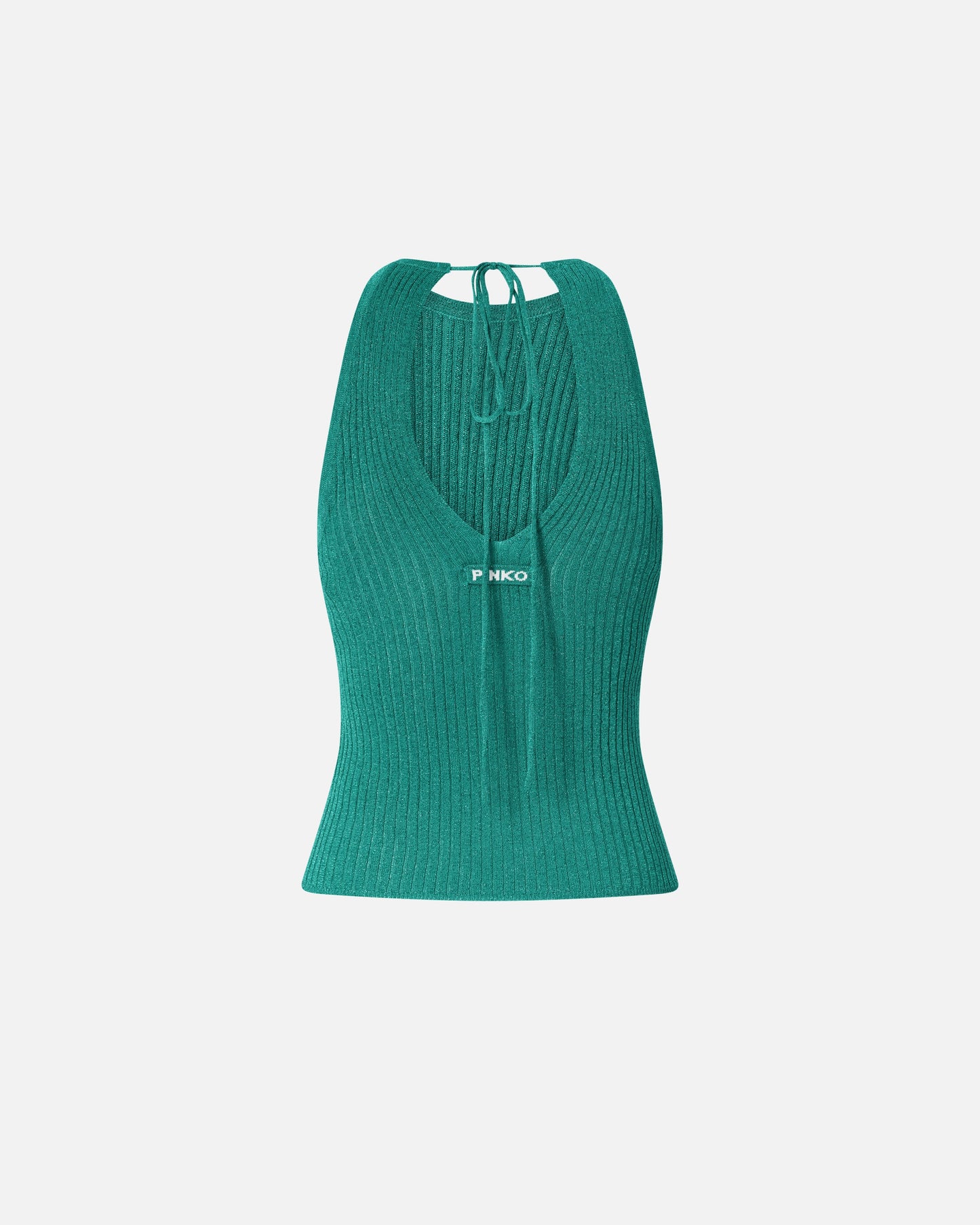 Off-the-shoulder top with neck fastening