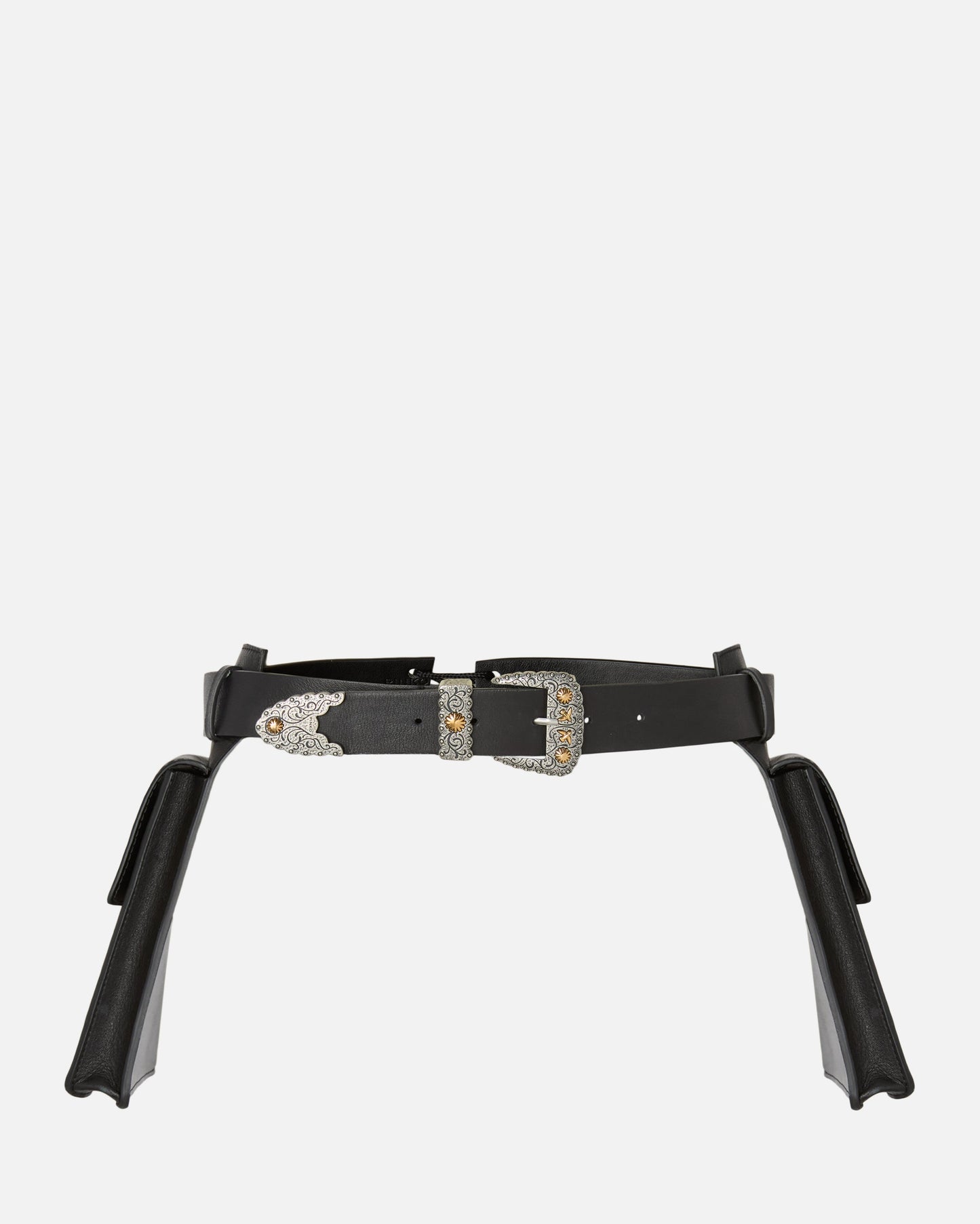 Texan leather belt with storage pockets, 3 cm