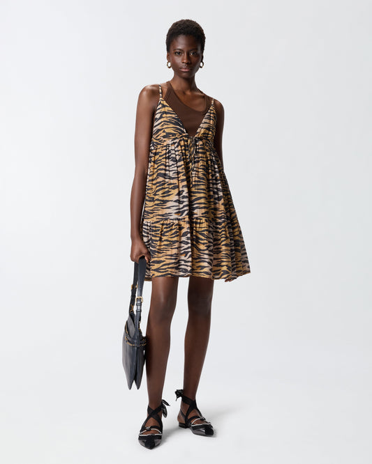 Mini dress with tiger print