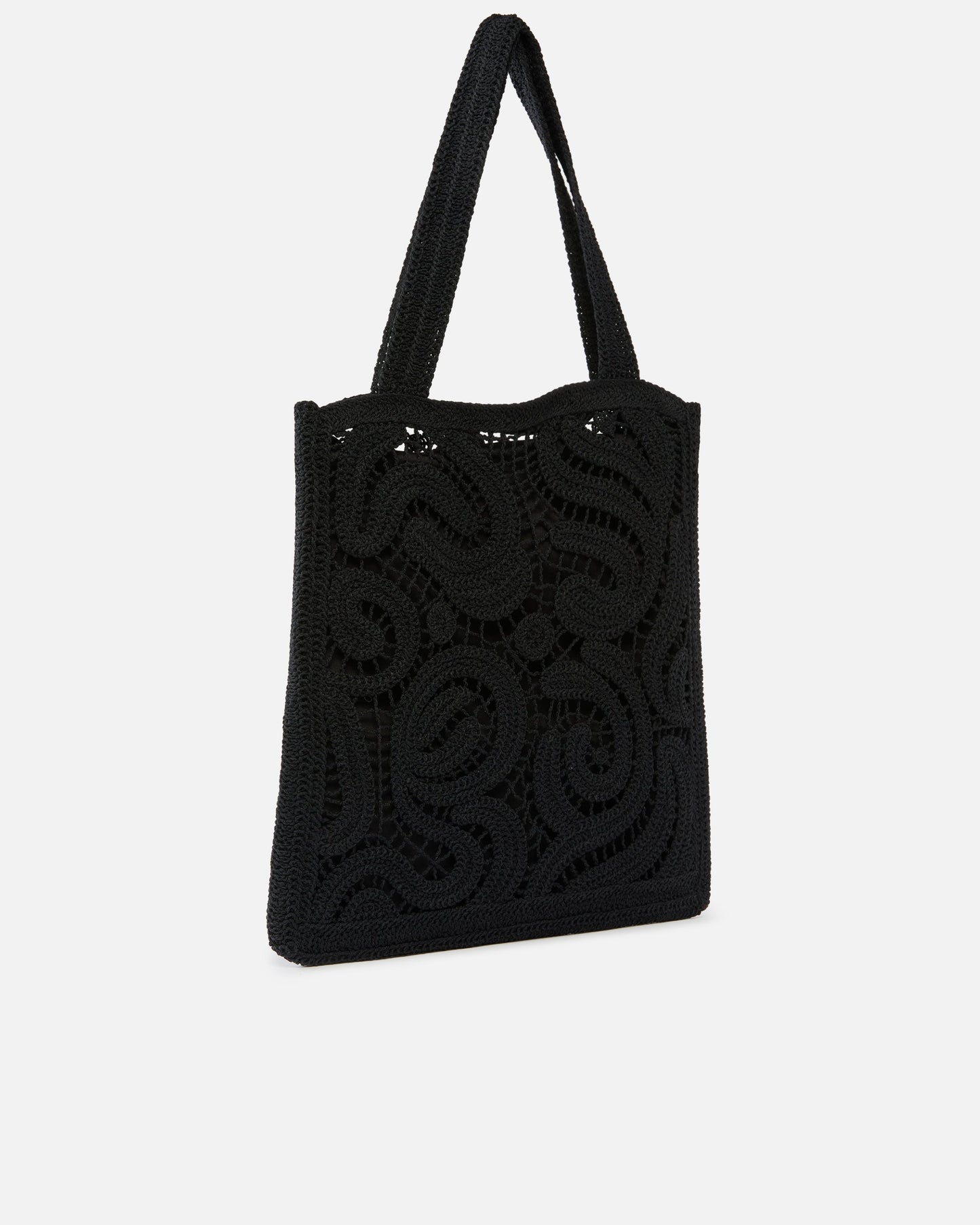 Medium shopper bag in geometric crocheted fabric