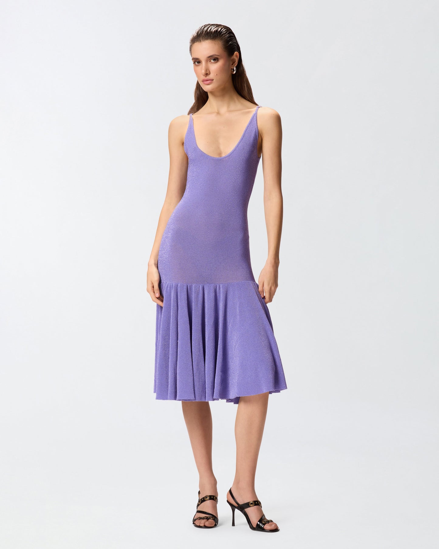 Mini dress with shoulder straps and pleats