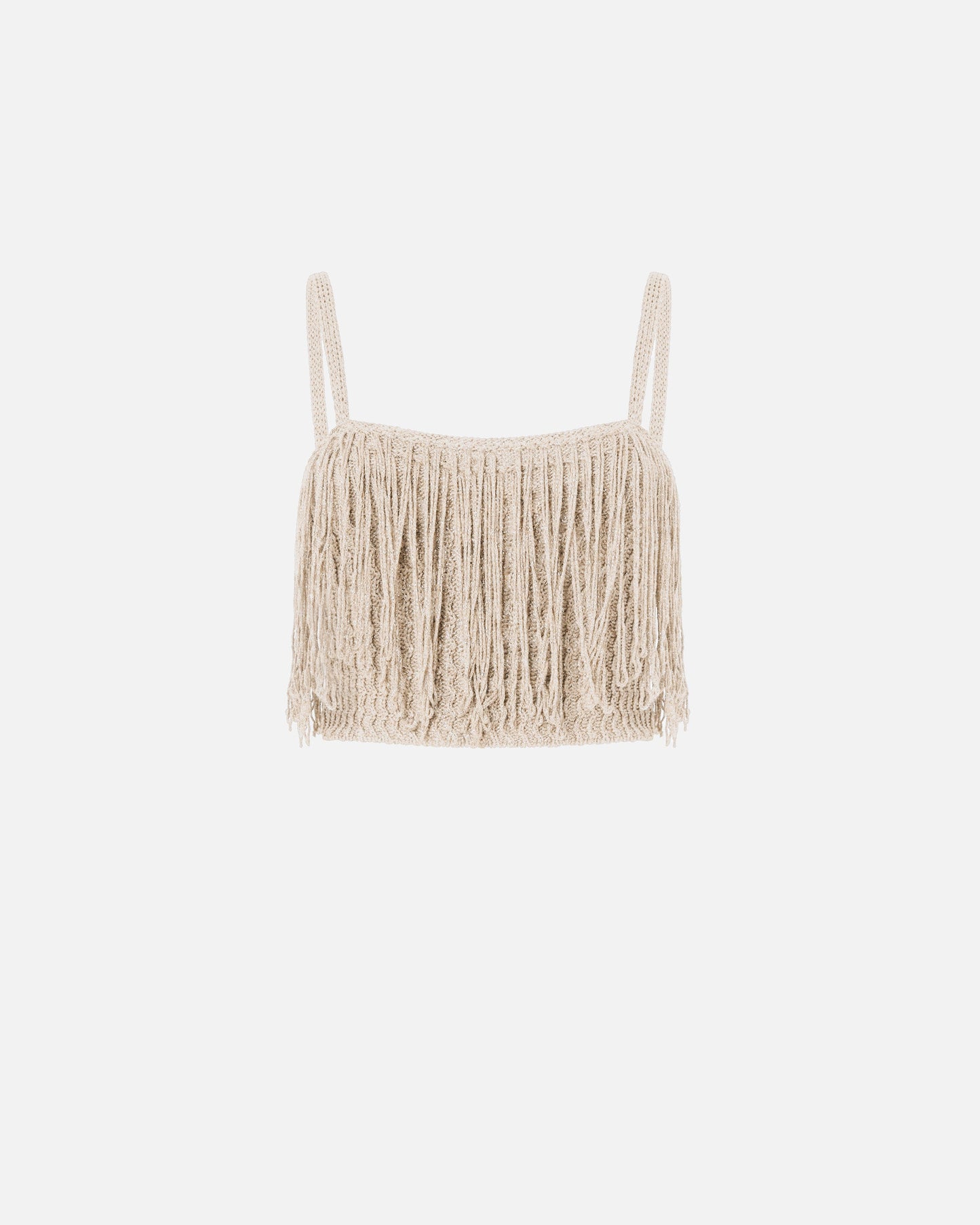 Crop top in knit with fringes
