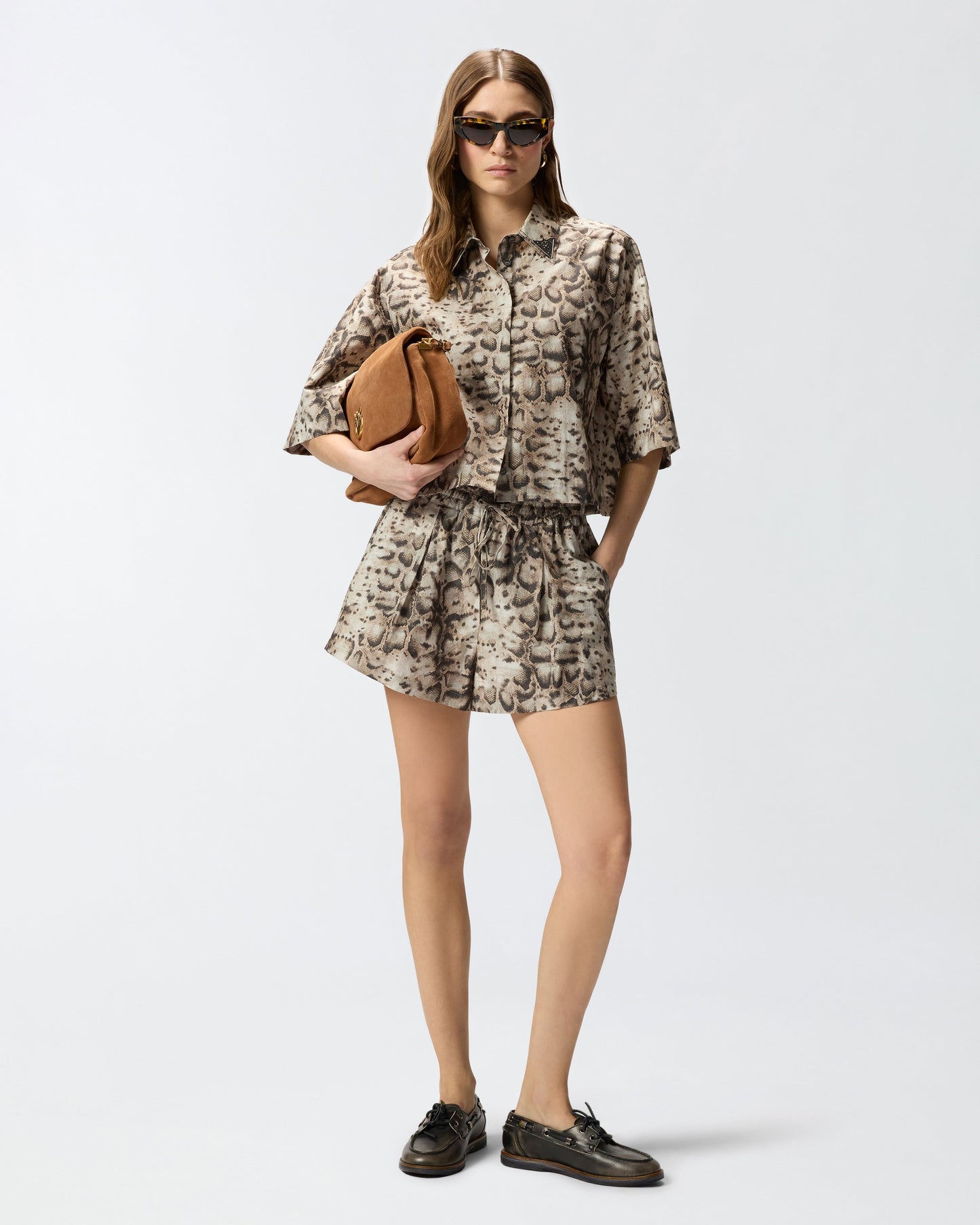 Snake-print shorts