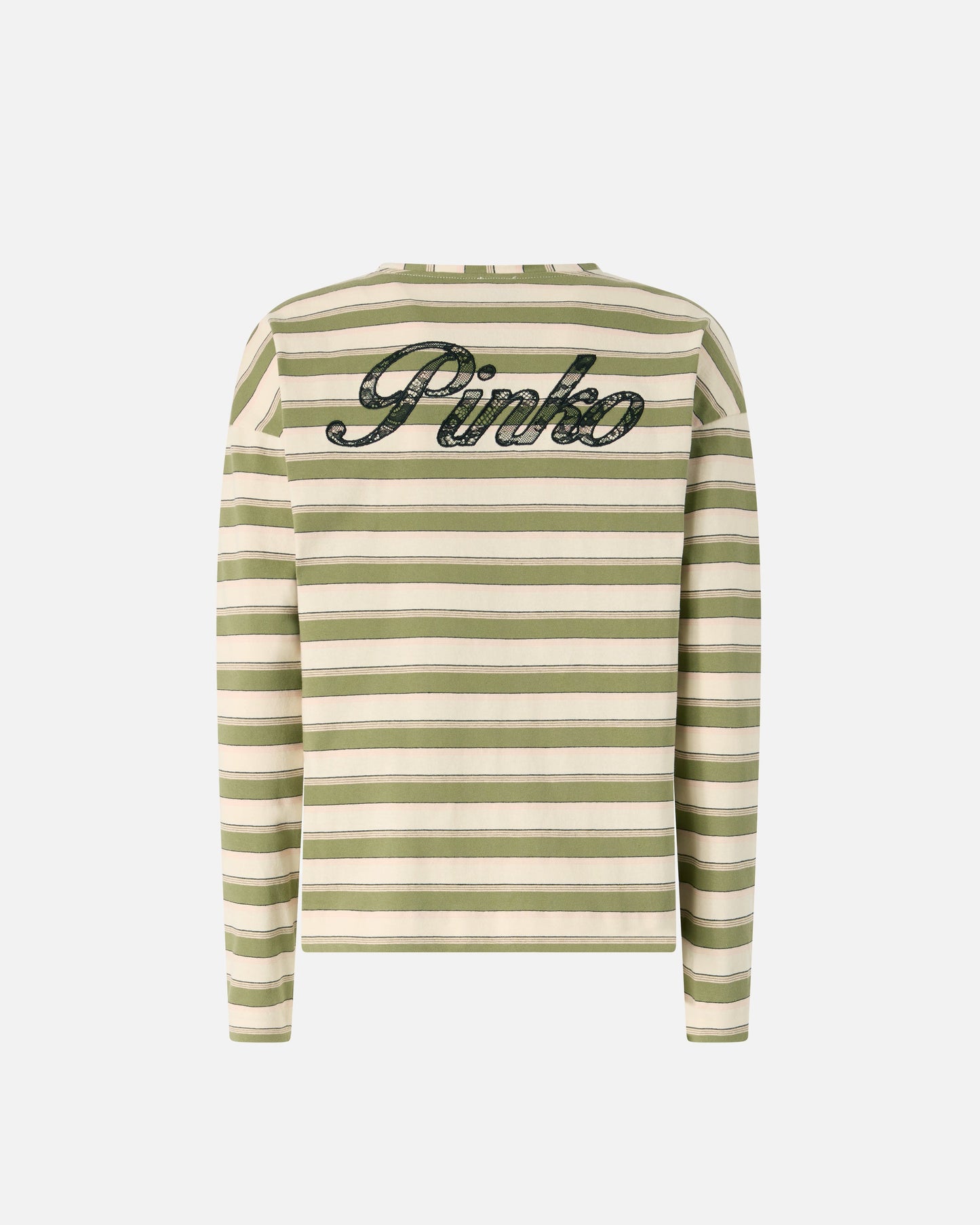 Striped jersey top with structured collar