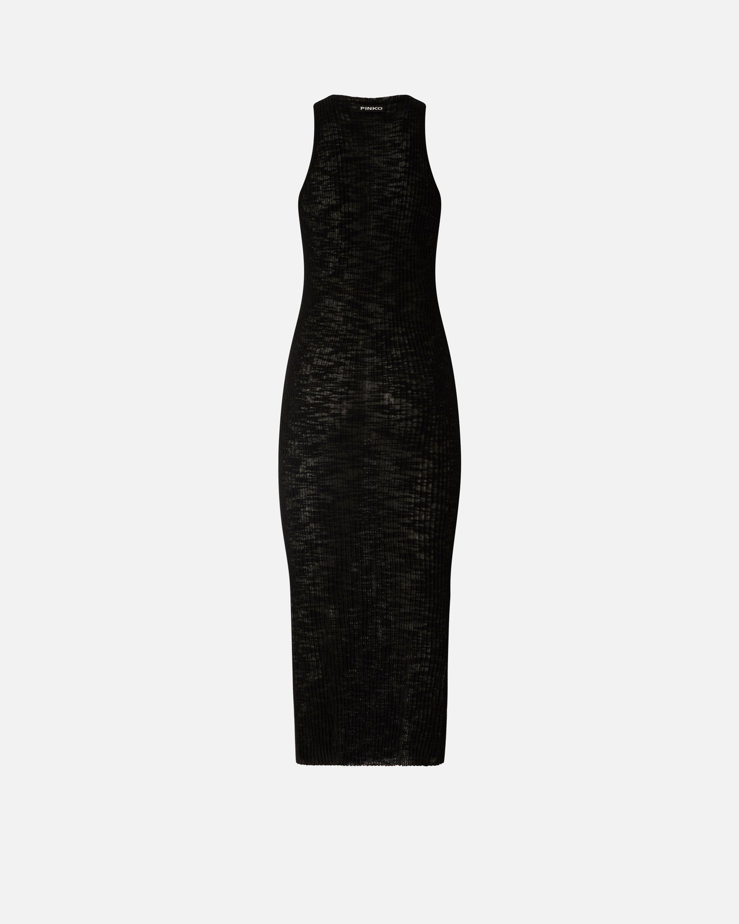 Ribbed slim-fit midi dress with rips