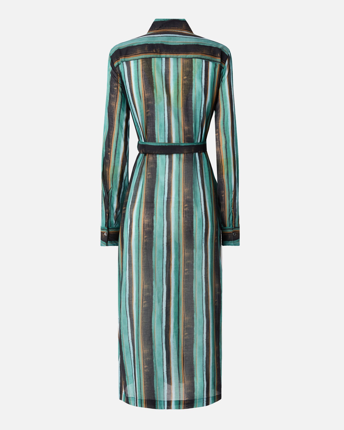 Cotton midi shirt dress with brushstroke-effect stripes