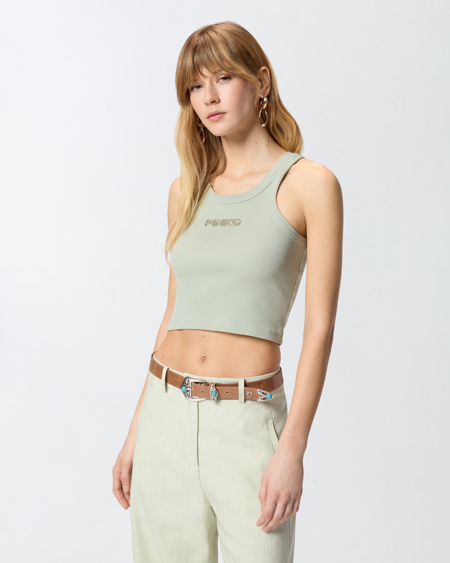 Cropped vest top with logo