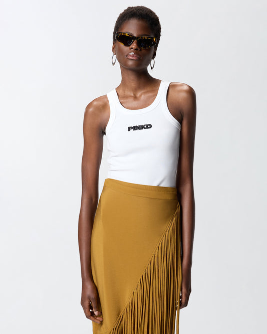 Ribbed vest top with logo 3D logo