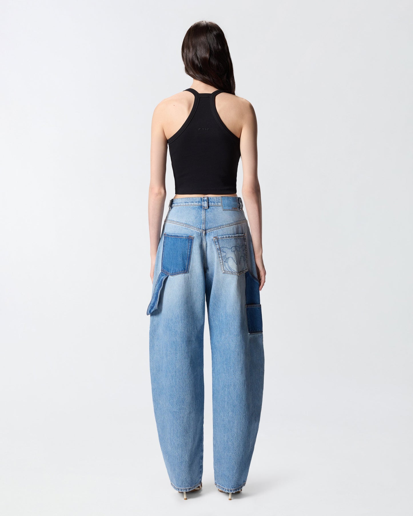 Cropped vest top with asymmetric neckline
