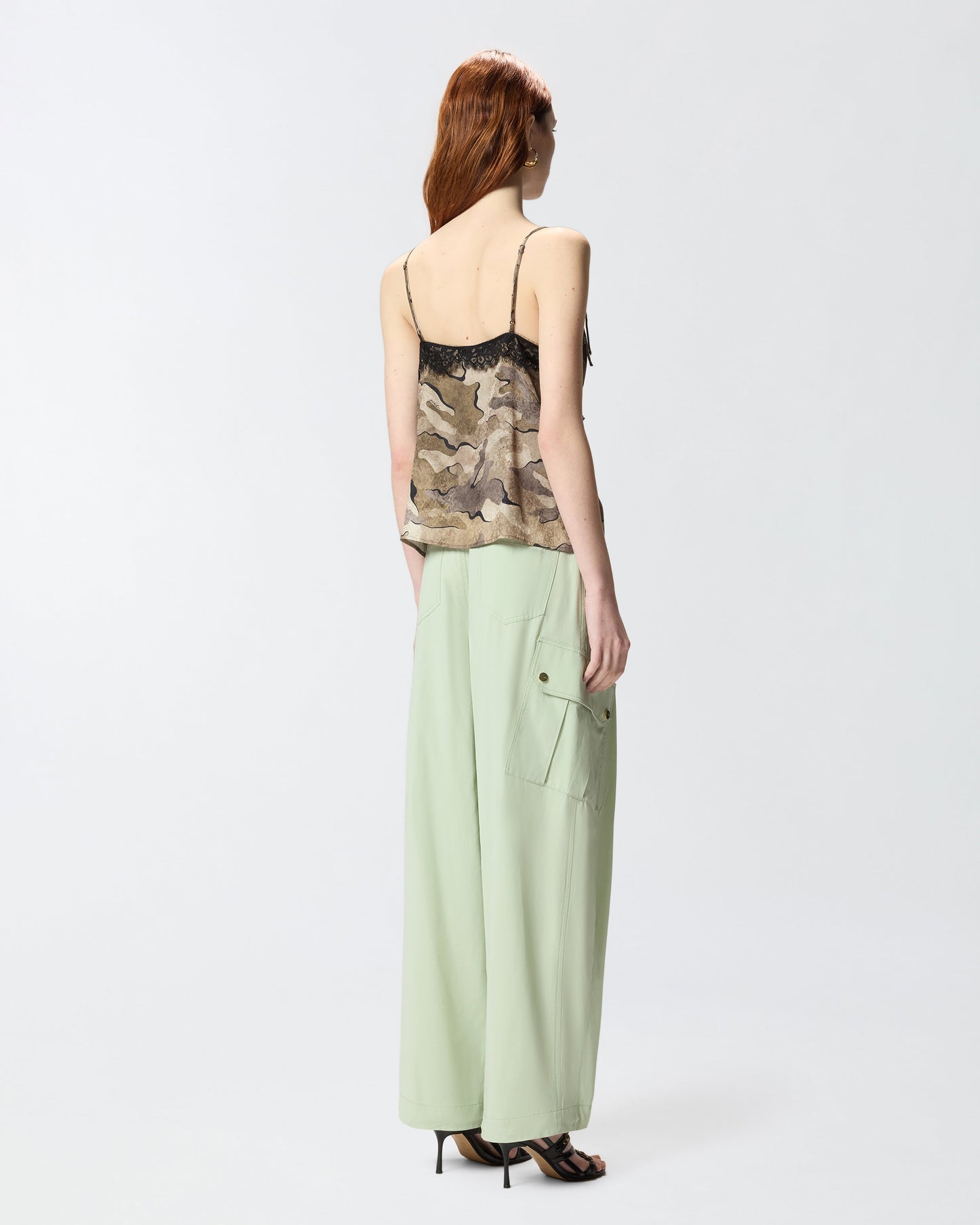 Camouflage top with lace