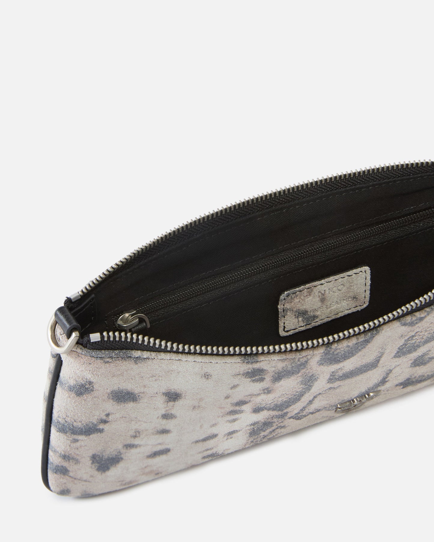 New Horizontal medium shoulder clutch in python-print suede