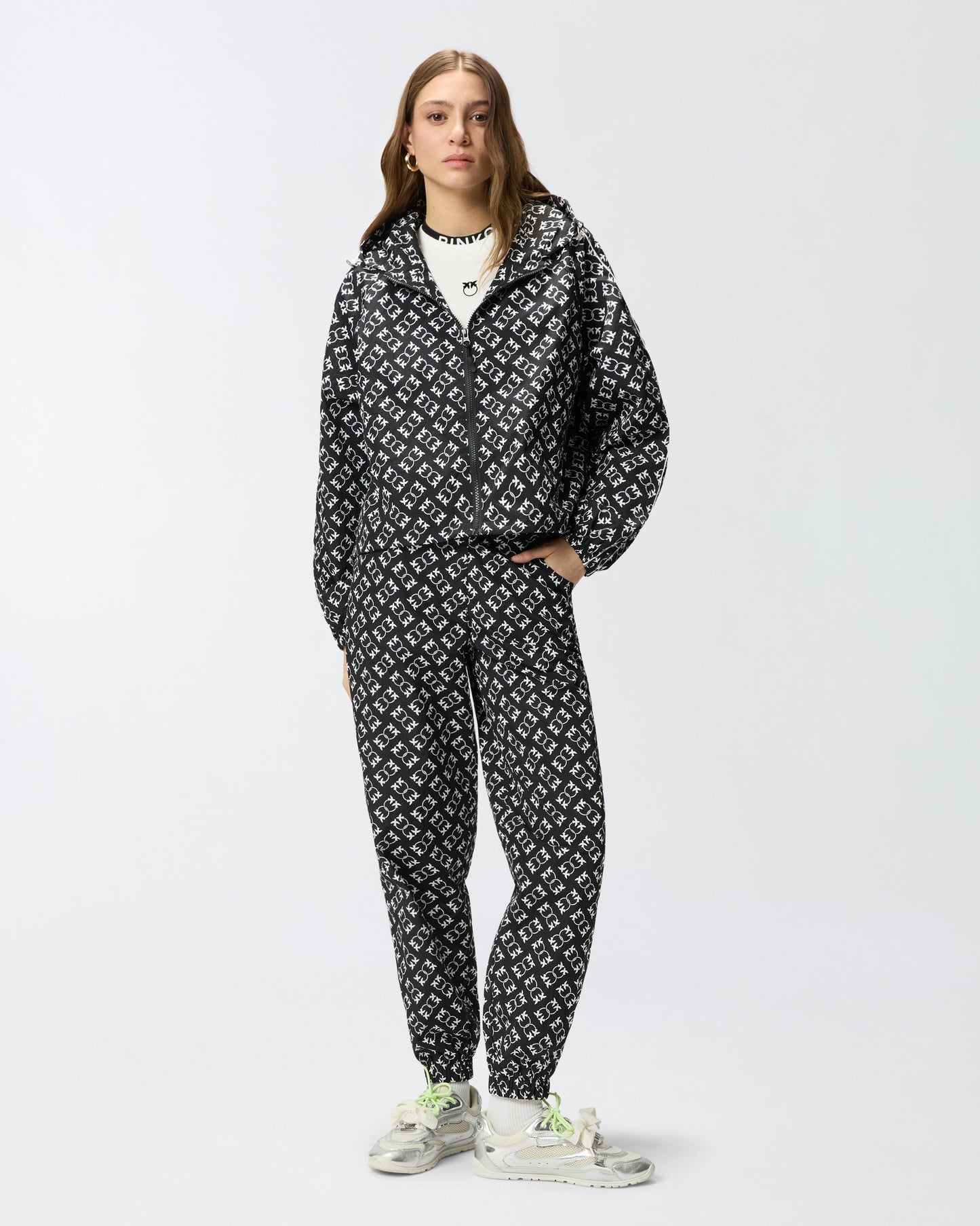 Sporty jacket with all-over Love Birds logo