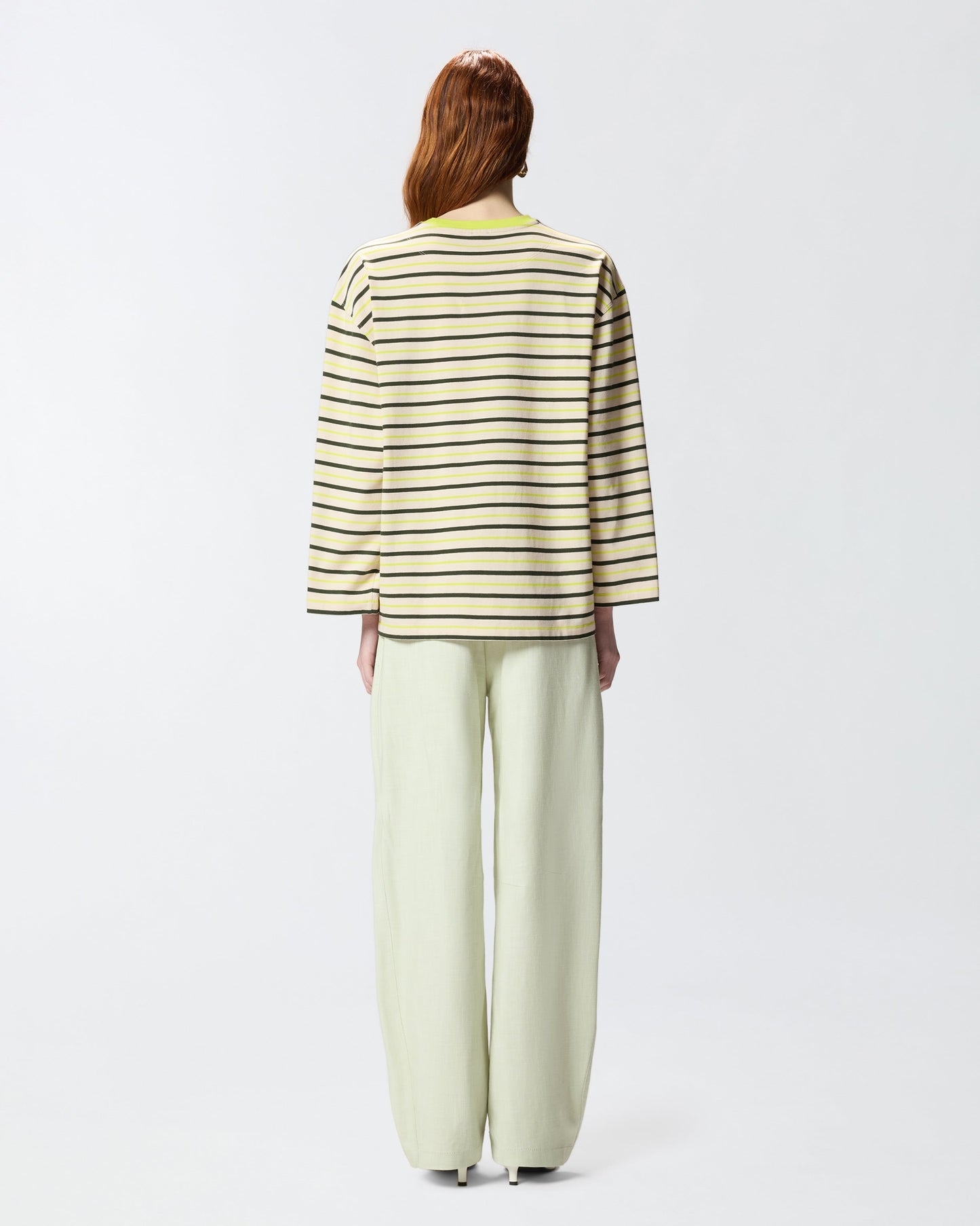 Striped top with logo embroidery