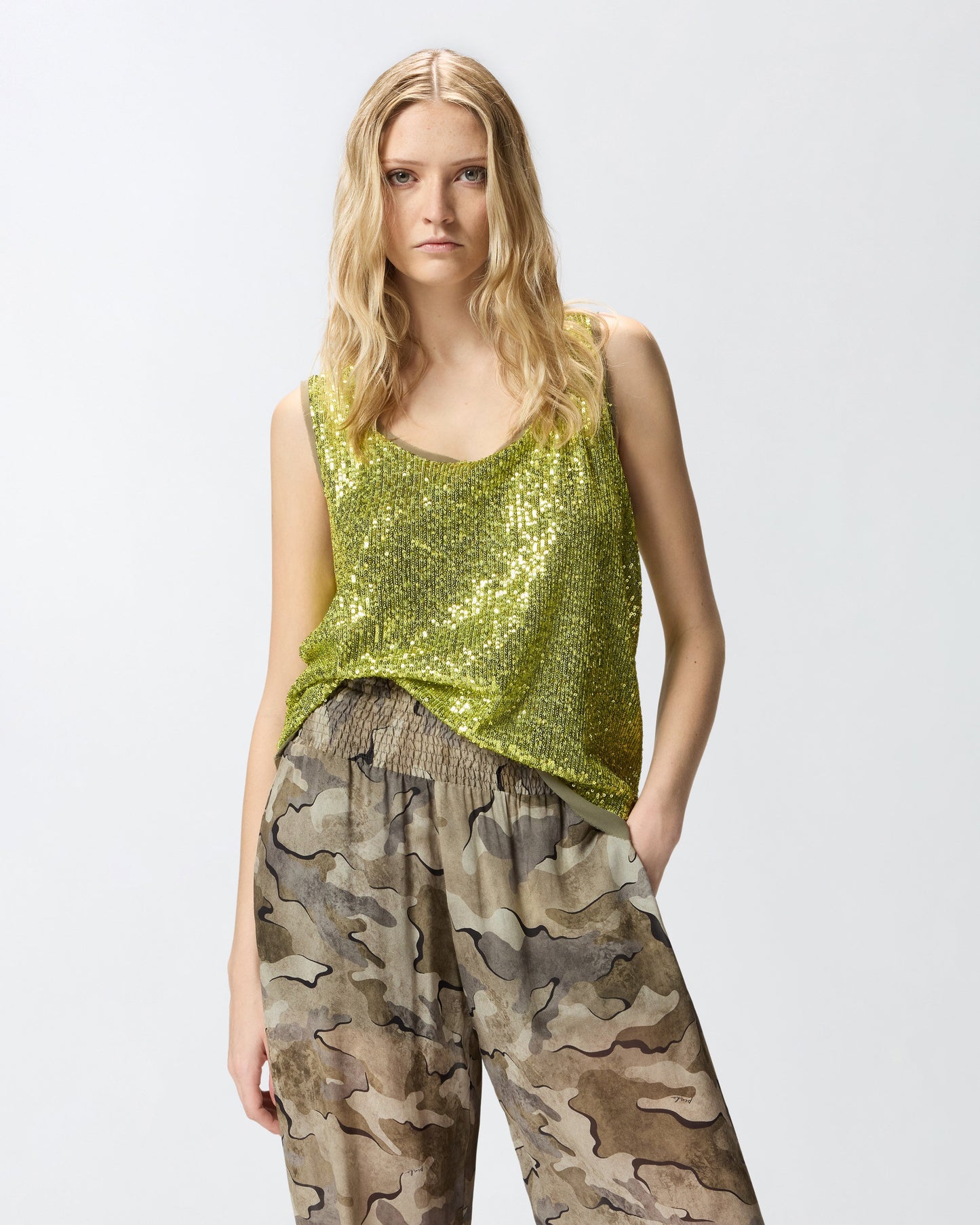 Fully sequinned vest top