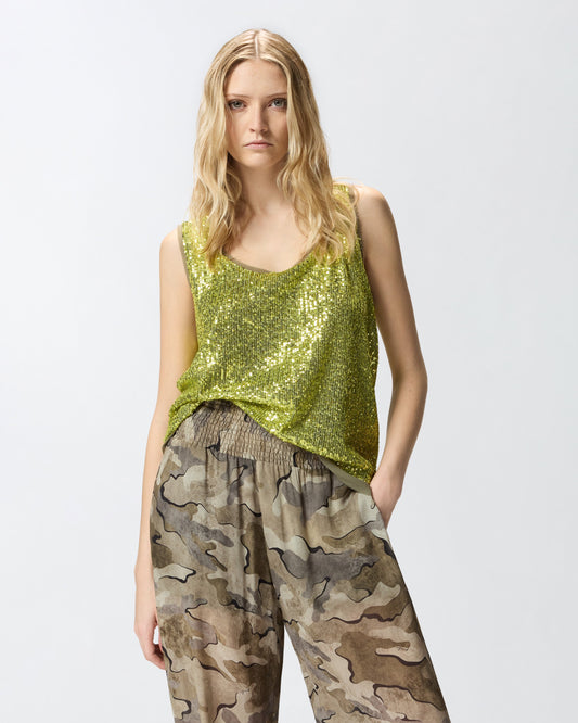 Fully sequinned vest top
