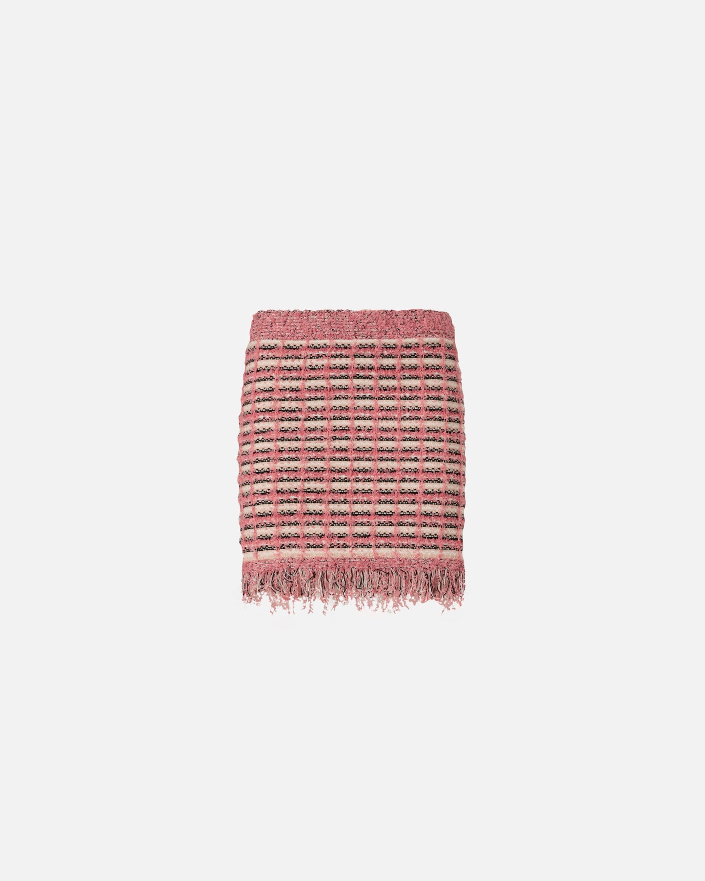 Mini skirt in basketweave and frayed knit