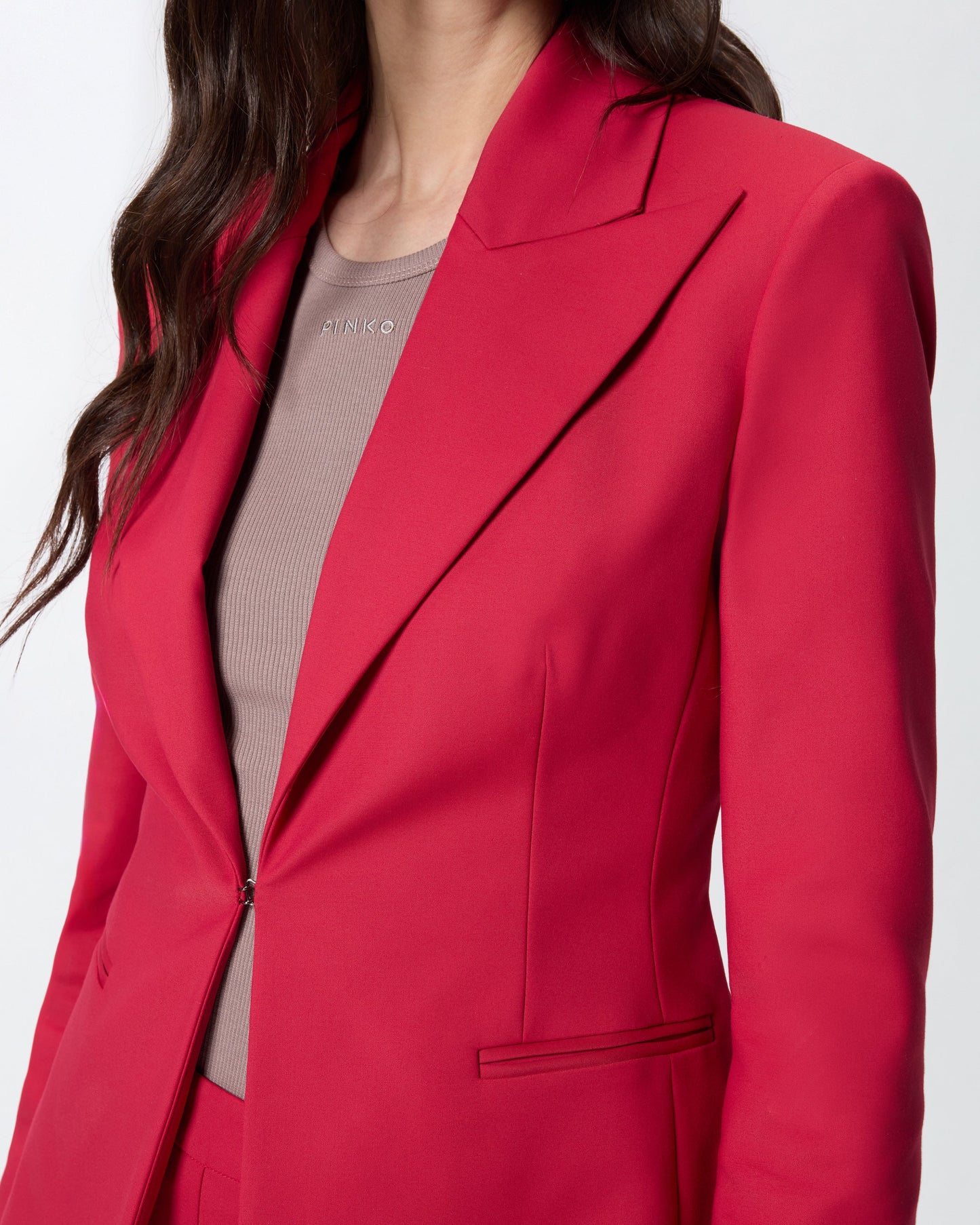 Satin jacket with rear slit