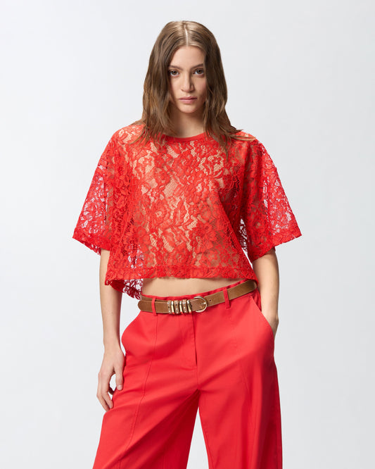 Cropped lace t-shirt