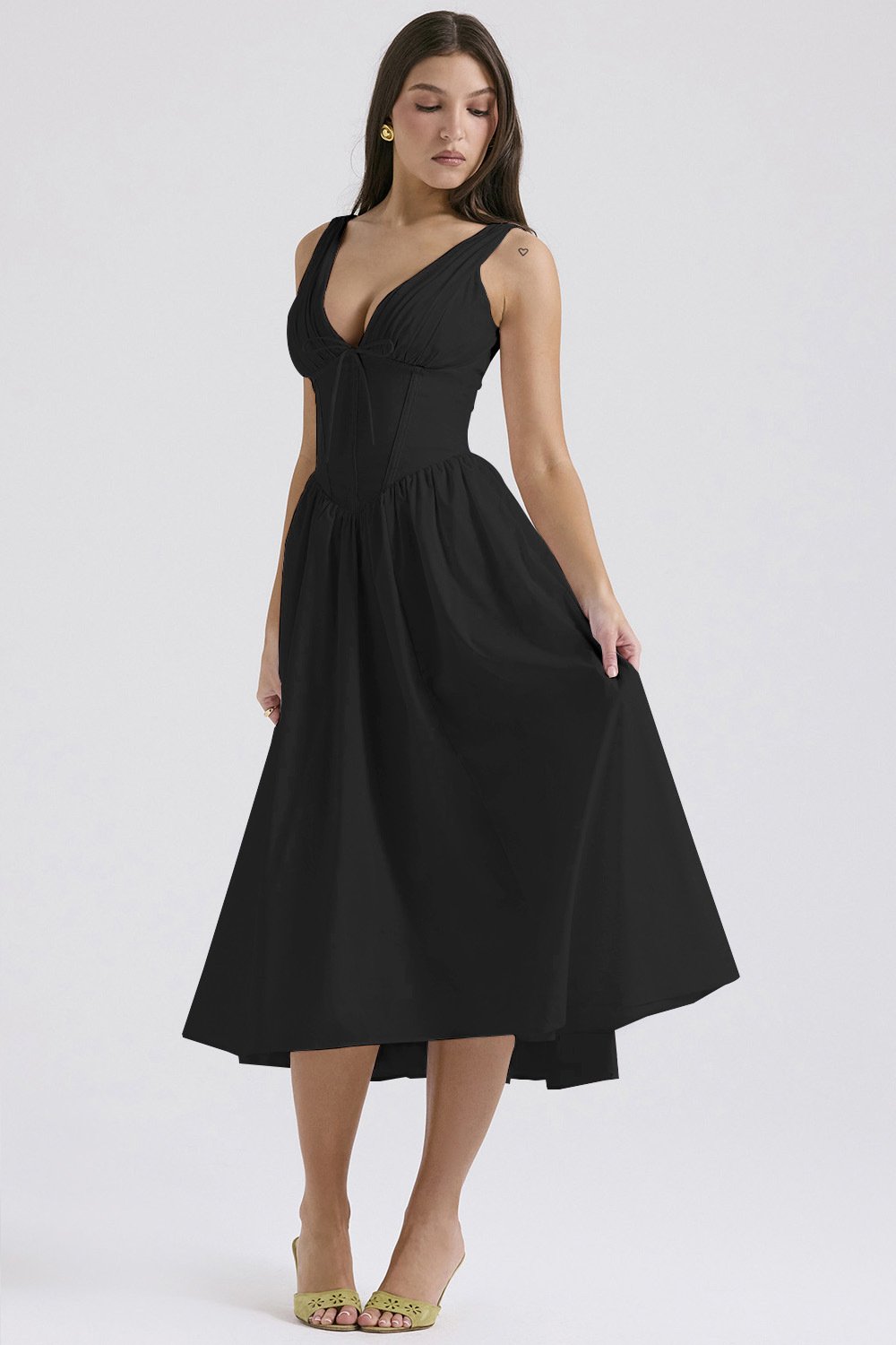 Elegantes V-Ausschnitt Schwingkleid mit Blumenmuster🌺Kaufe 2, versandkostenfrei