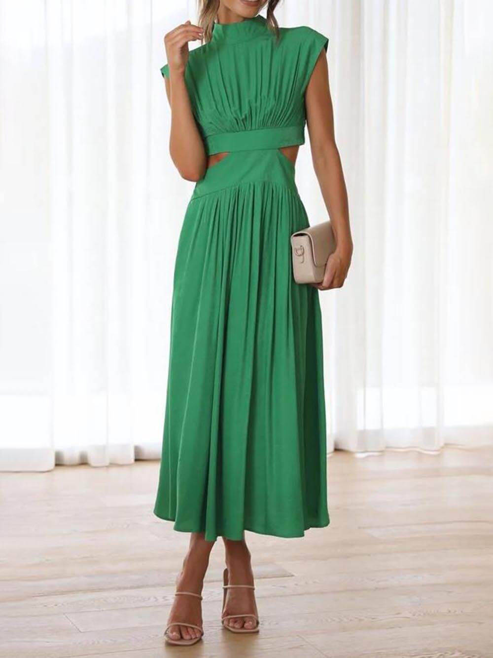 Urlaubs-Midikleid mit Cut-Out und Taschen