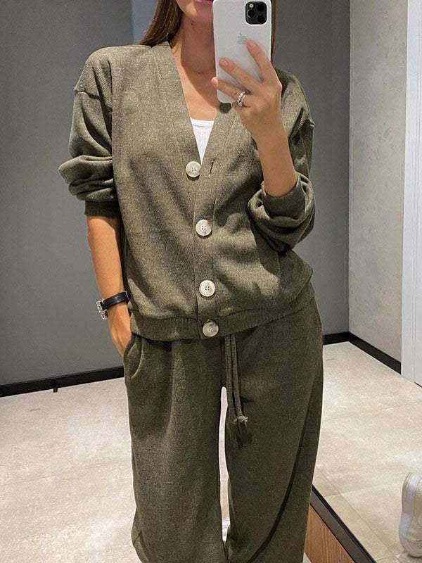 Women's Buttoned Jacket and Pants Two-piece Set (Buy 2 Free Shipping)