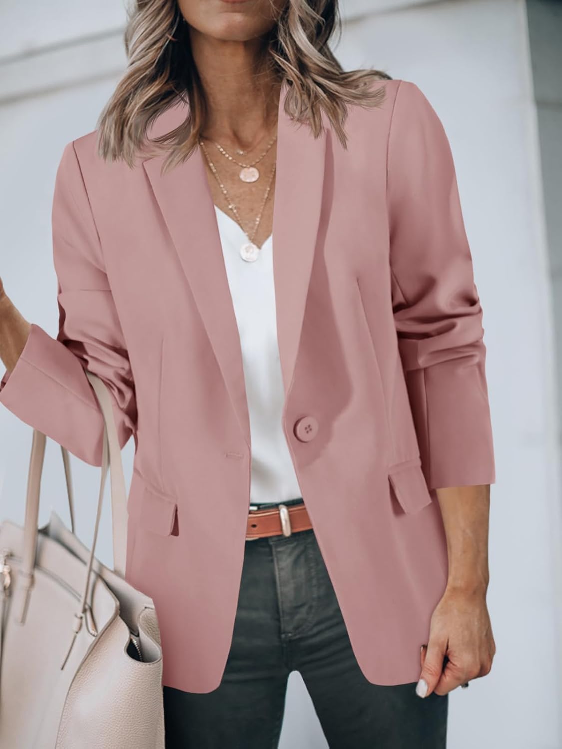 Damen Freizeit-Blazerjacke mit Knöpfen (2 kaufen, kostenloser Versand)