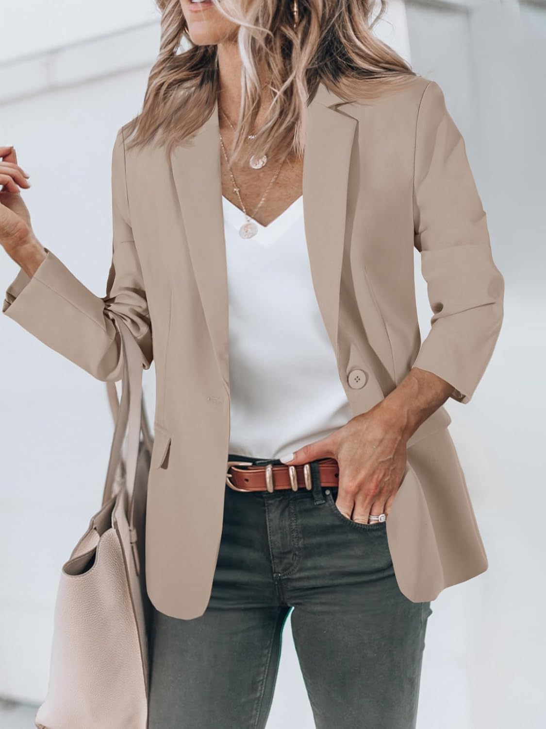 Damen Freizeit-Blazerjacke mit Knöpfen (2 kaufen, kostenloser Versand)