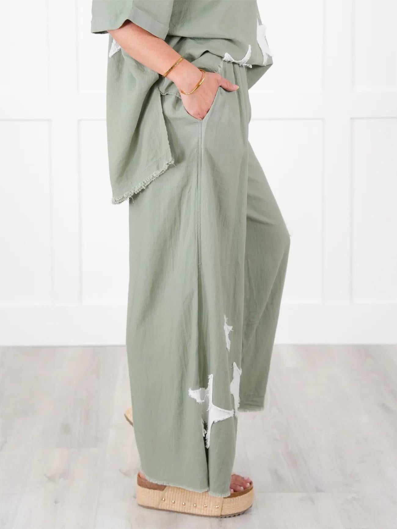 Zweiteiler-Set für Damen mit Stern-Patch im Freizeit-Stil (2 kaufen, kostenloser Versand)
