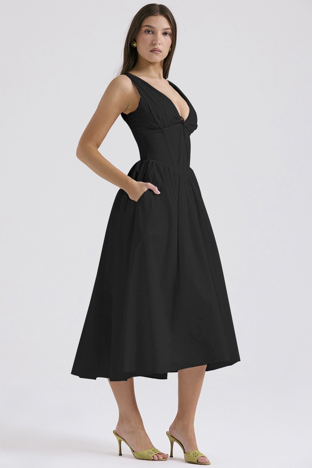 Elegantes V-Ausschnitt Schwingkleid mit Blumenmuster🌺Kaufe 2, versandkostenfrei