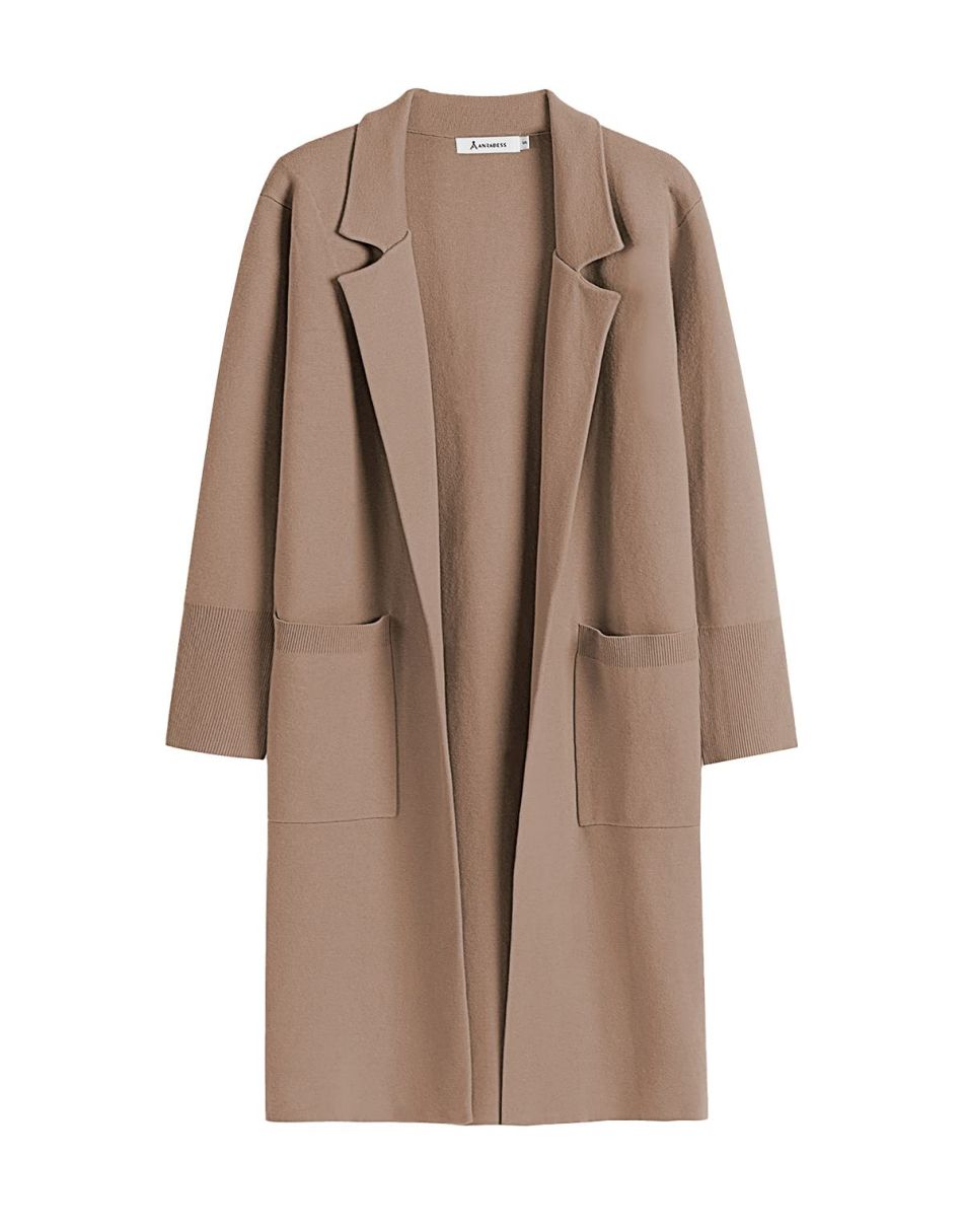 ANRABESS Cardigan for Women Oversized Open Front Sweater Coat Long Sleeve Lapel Blazer Jacket Fall Outwear Coatigan