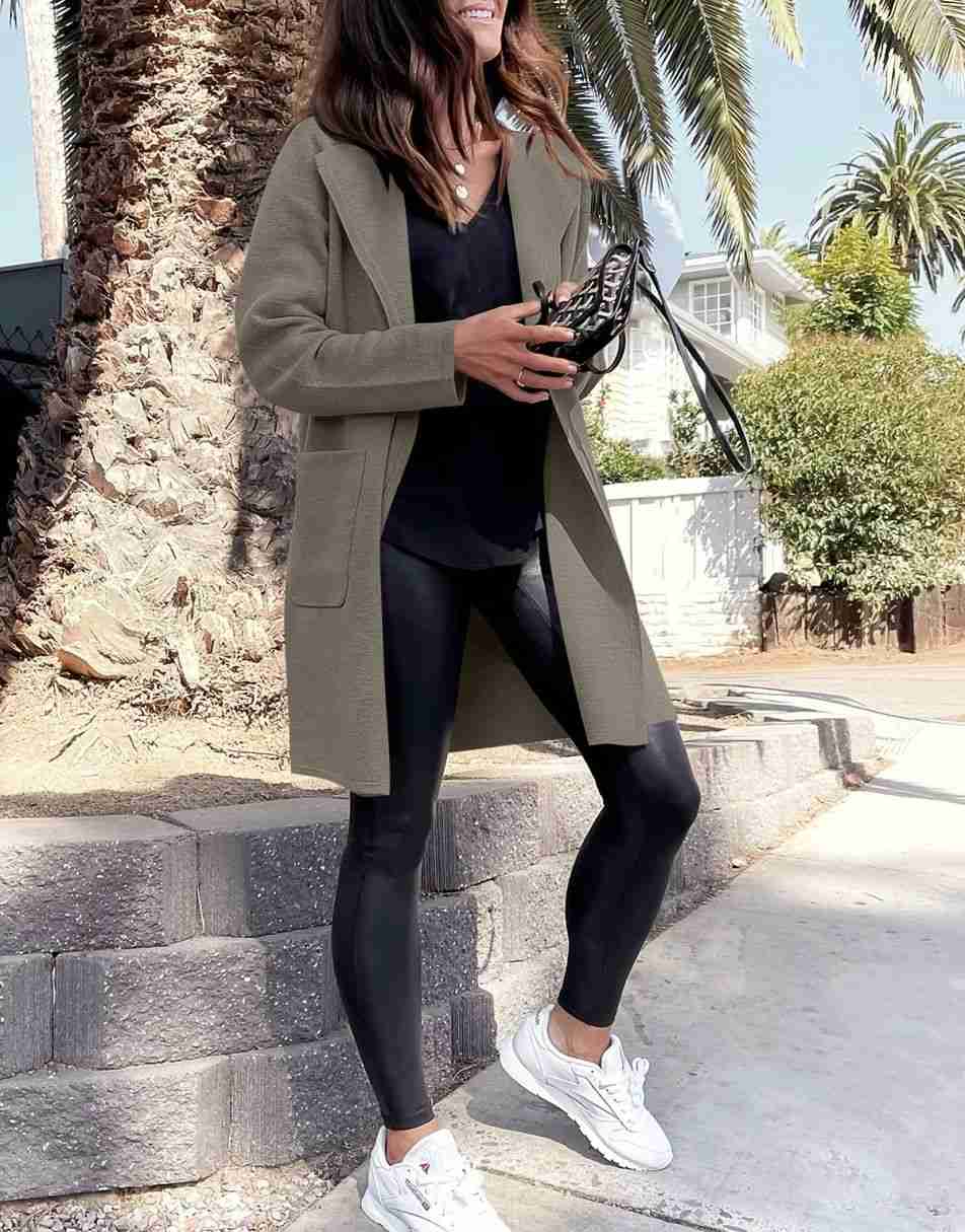 ANRABESS Damen Strickjacke mit offenem Vorderteil, Langarm, Revers, lässig, einfarbig, edel, Pullover-Jacke