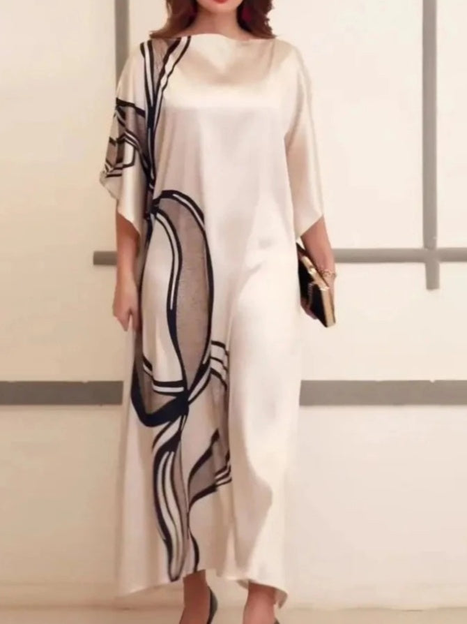 Elegance Swirl – Seidenkaftan, inspiriert von abstrakter Kunst
