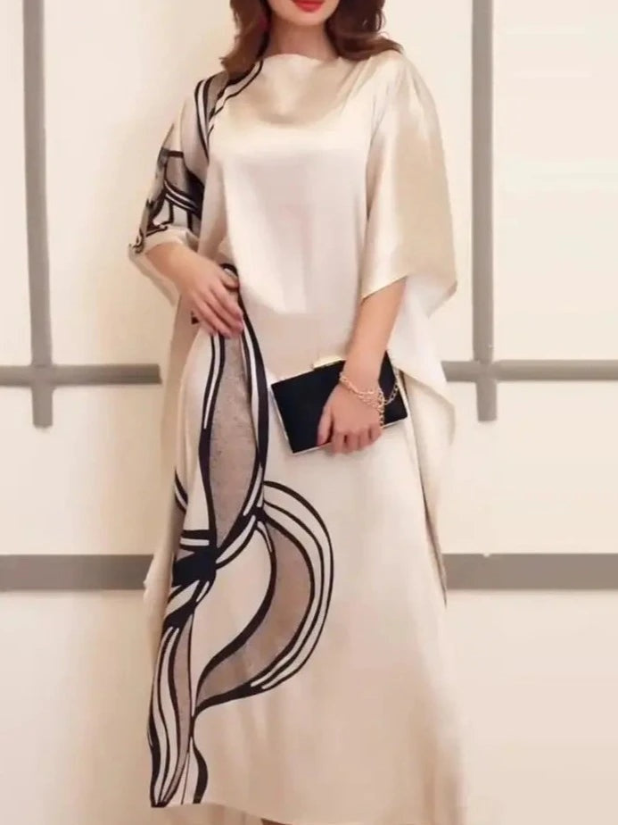 Elegance Swirl – Seidenkaftan, inspiriert von abstrakter Kunst