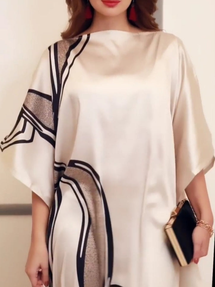 Elegance Swirl – Seidenkaftan, inspiriert von abstrakter Kunst